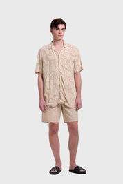 Camisa Hombre Print Tropical Beige