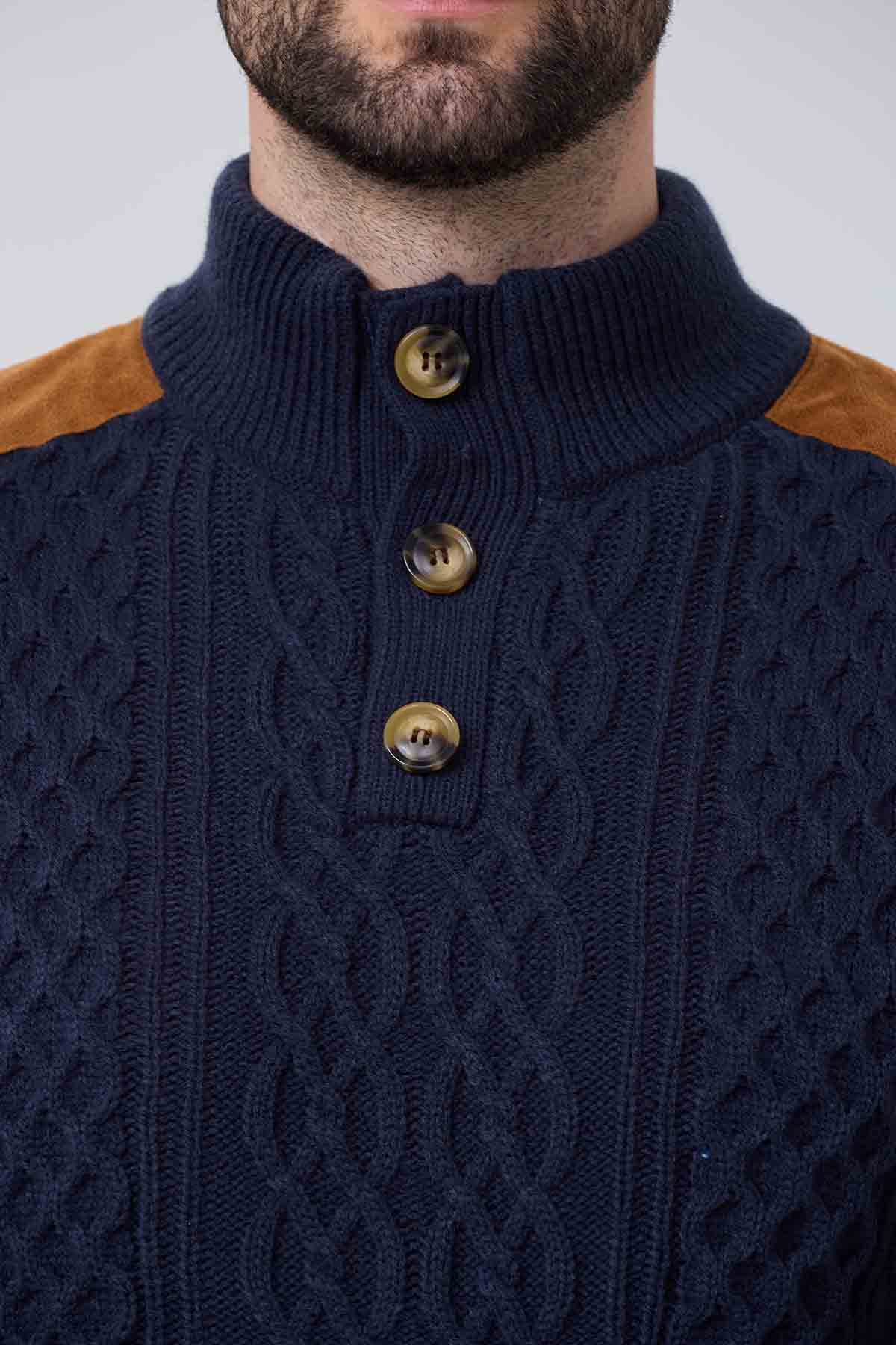 Sweater Hombre 3 Botones Azul