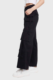 Pantalón Mujer Cargo Tiras Negro