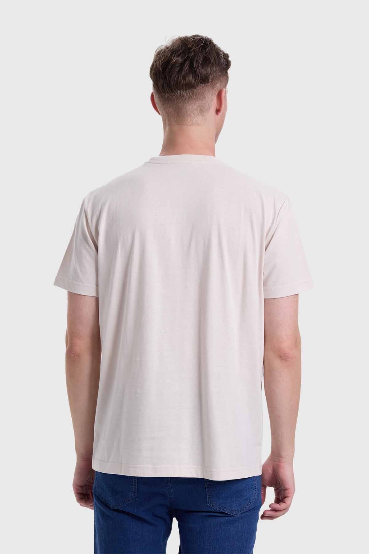 POLERA HOMBRE CUELLO V BÁSICA BEIGE