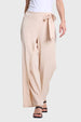 Pantalón Mujer Palazzo Aplicación Cruce Beige