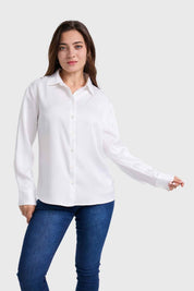 Blusa Mujer Satinada Abotonada Blanco