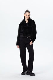 Chaqueta Mujer Peludo Negro