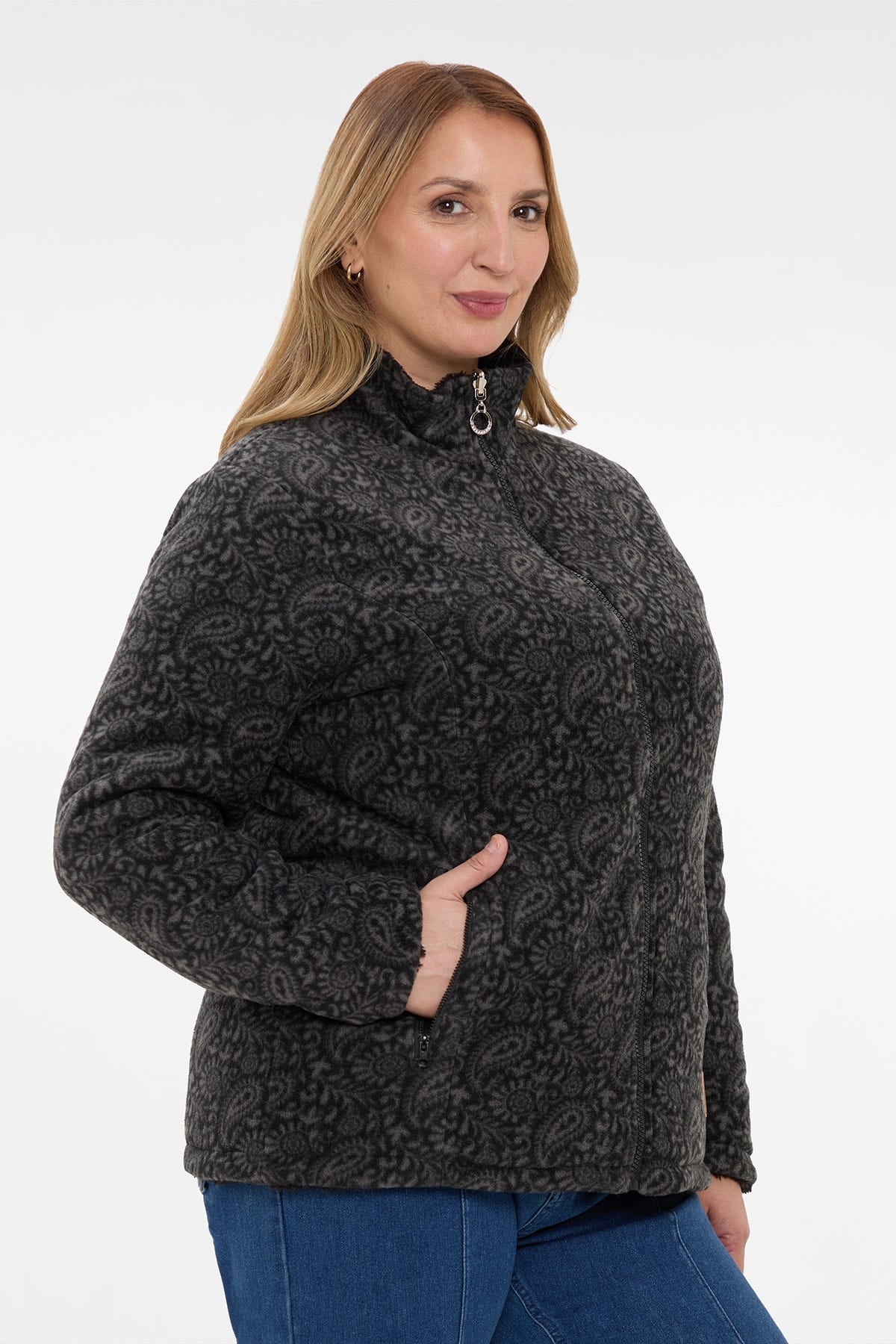 Chaqueta Mujer Polar Casual Reversible Negro