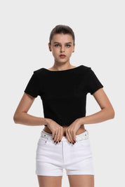 Polera Mujer Textura Sin Espalda Negro