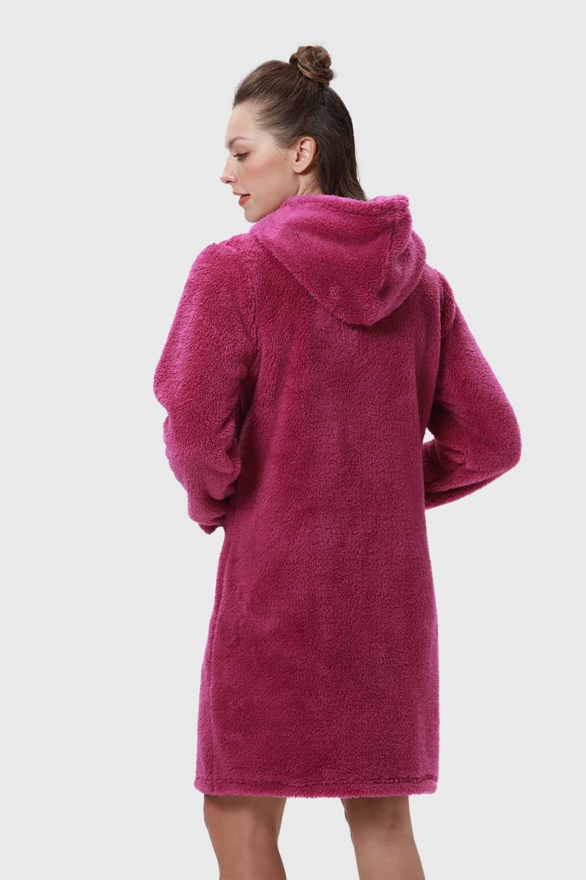 Bata Mujer Polar Con Bolsillo Lila