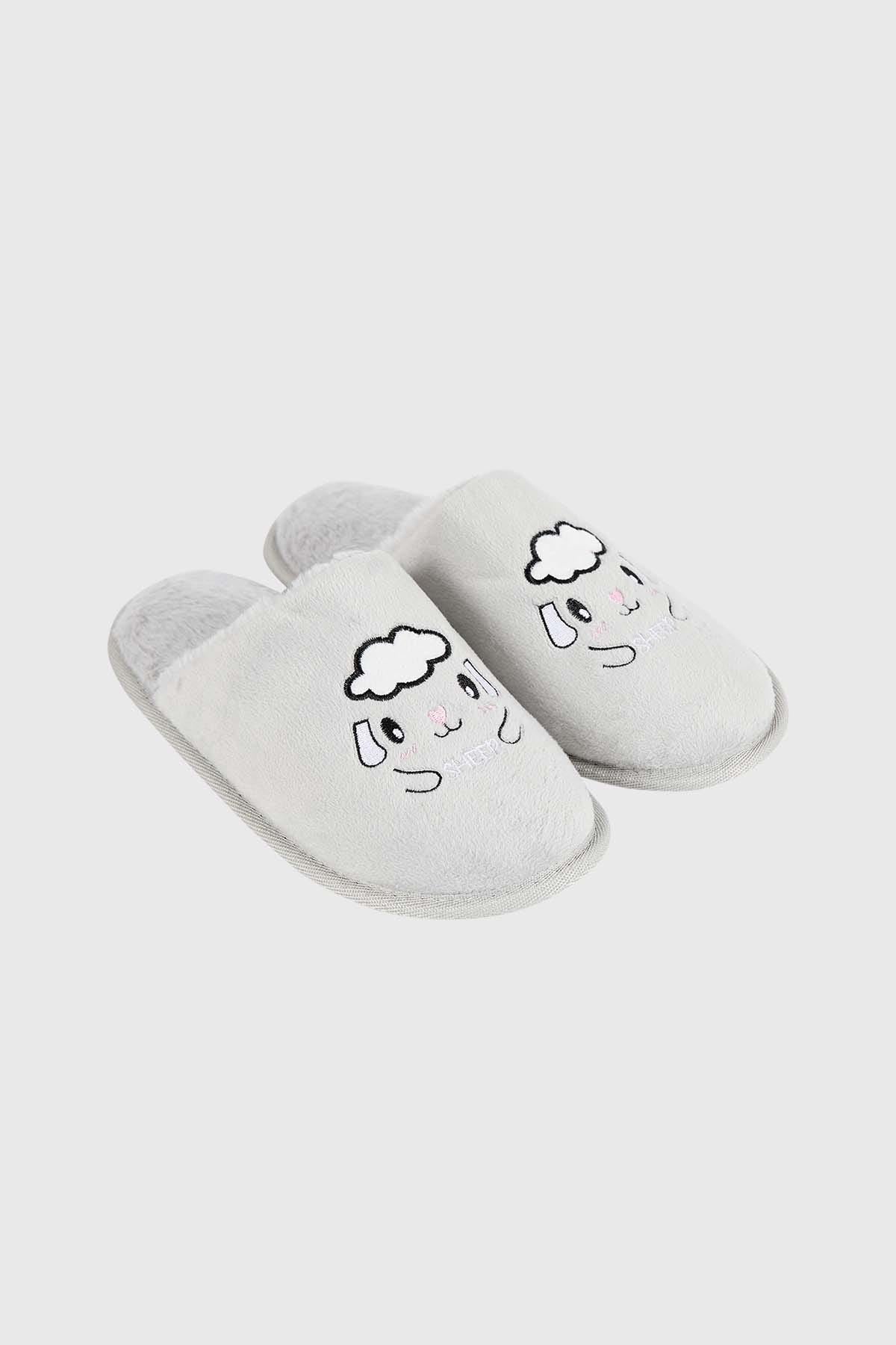 Pantufla Mujer Polar Animales Gris