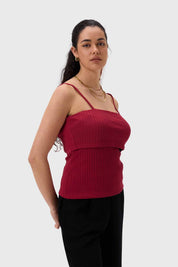 Polera Mujer Pabilo Rib Burdeo