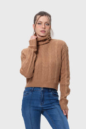 Sweater Mujer Trenzado Camel