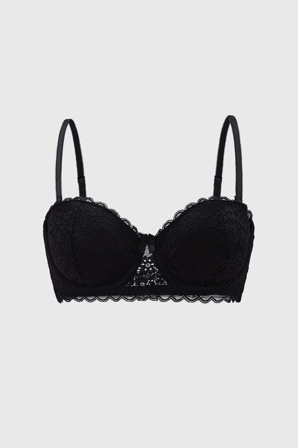Sostén Mujer Strapless Encaje Negro