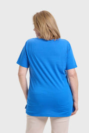 Polera Mujer Escote Recogido Azul