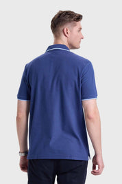 POLERA HOMBRE PIQUÉ BÁSICA LISA AZUL