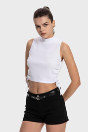 Polera Mujer Amarras Costados Blanco