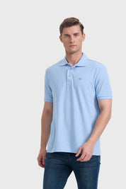 POLERA HOMBRE PIQUE BÁSICA LISA CELESTE