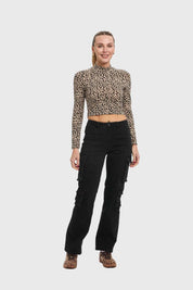 Polera Mujer Print Café
