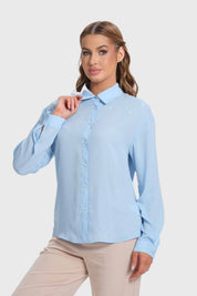 Blusa Mujer Aplicación Perlas Canes Celeste