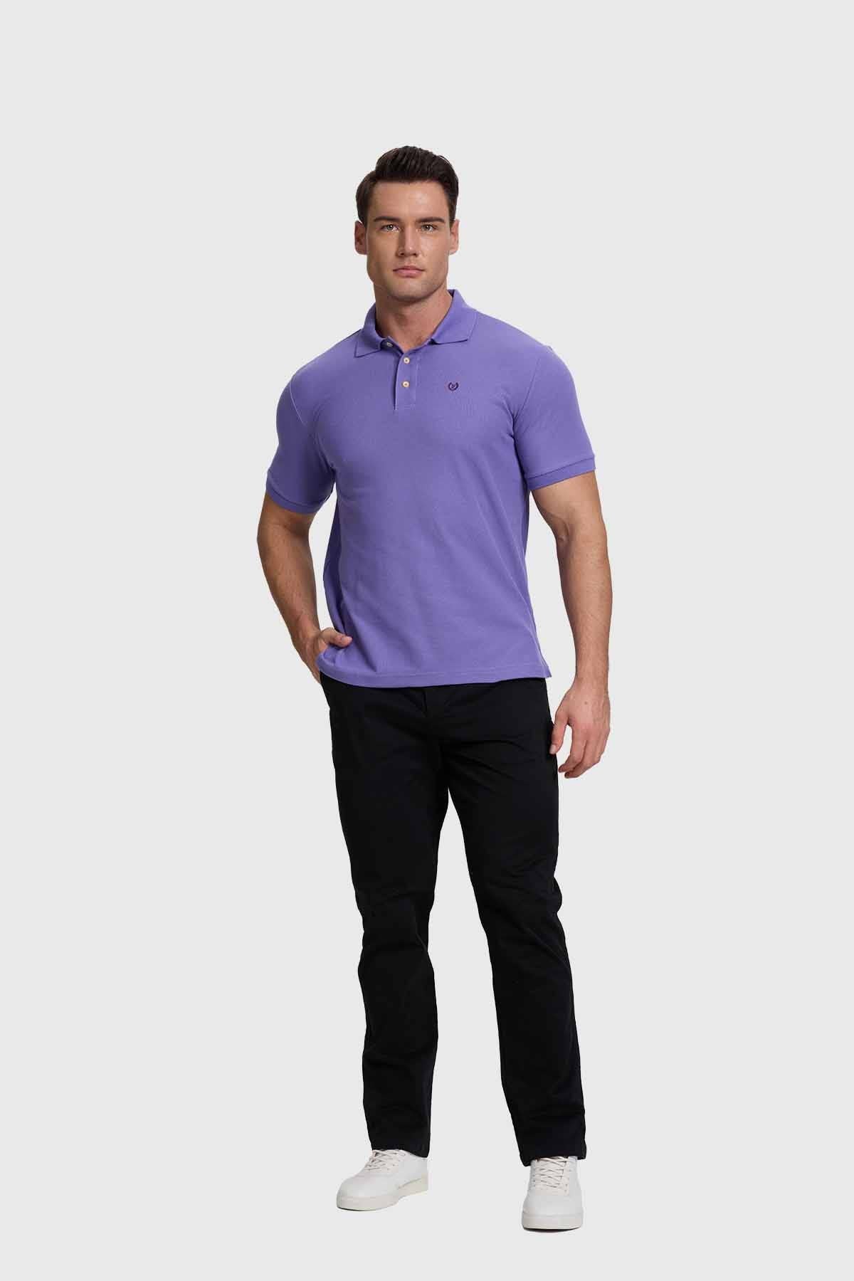 Polera Hombre Piqué Básica Púrpura