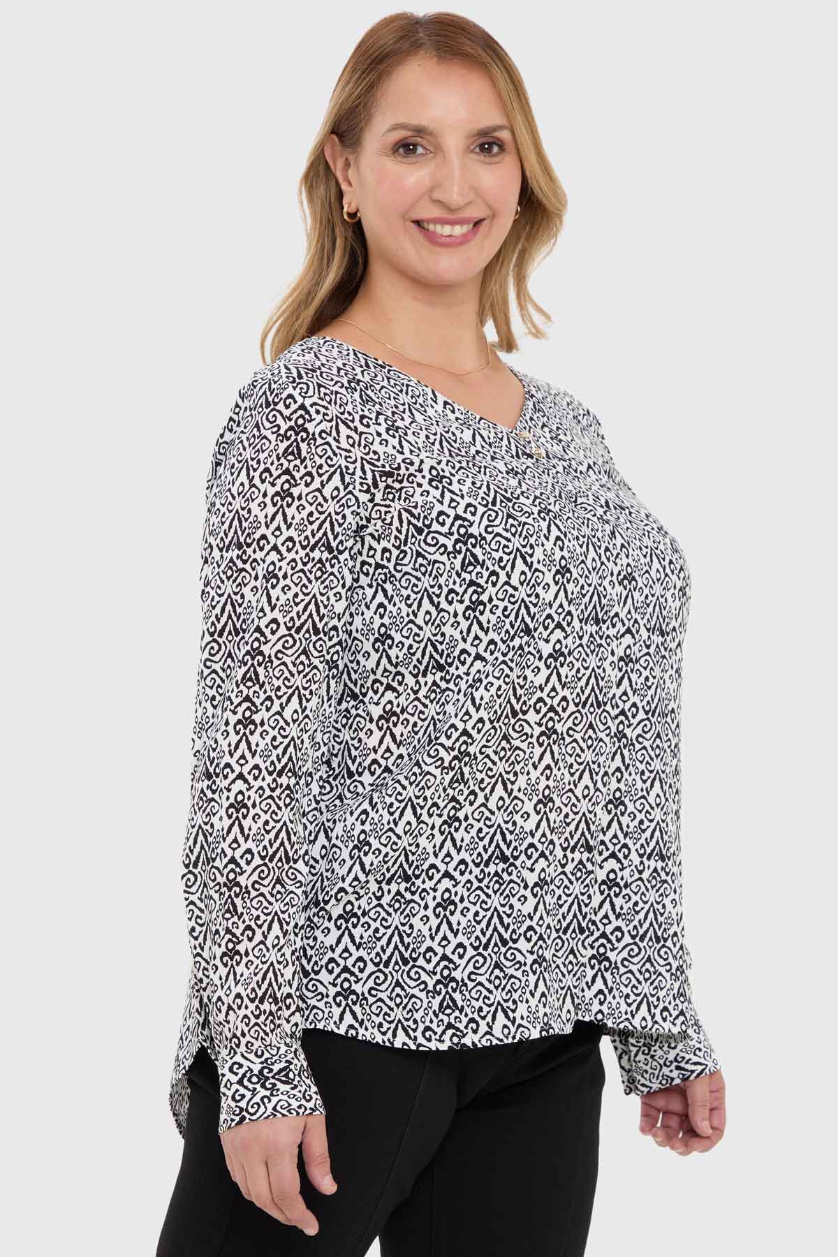 Blusa Mujer Pinza Pliegue Delantero Crudo