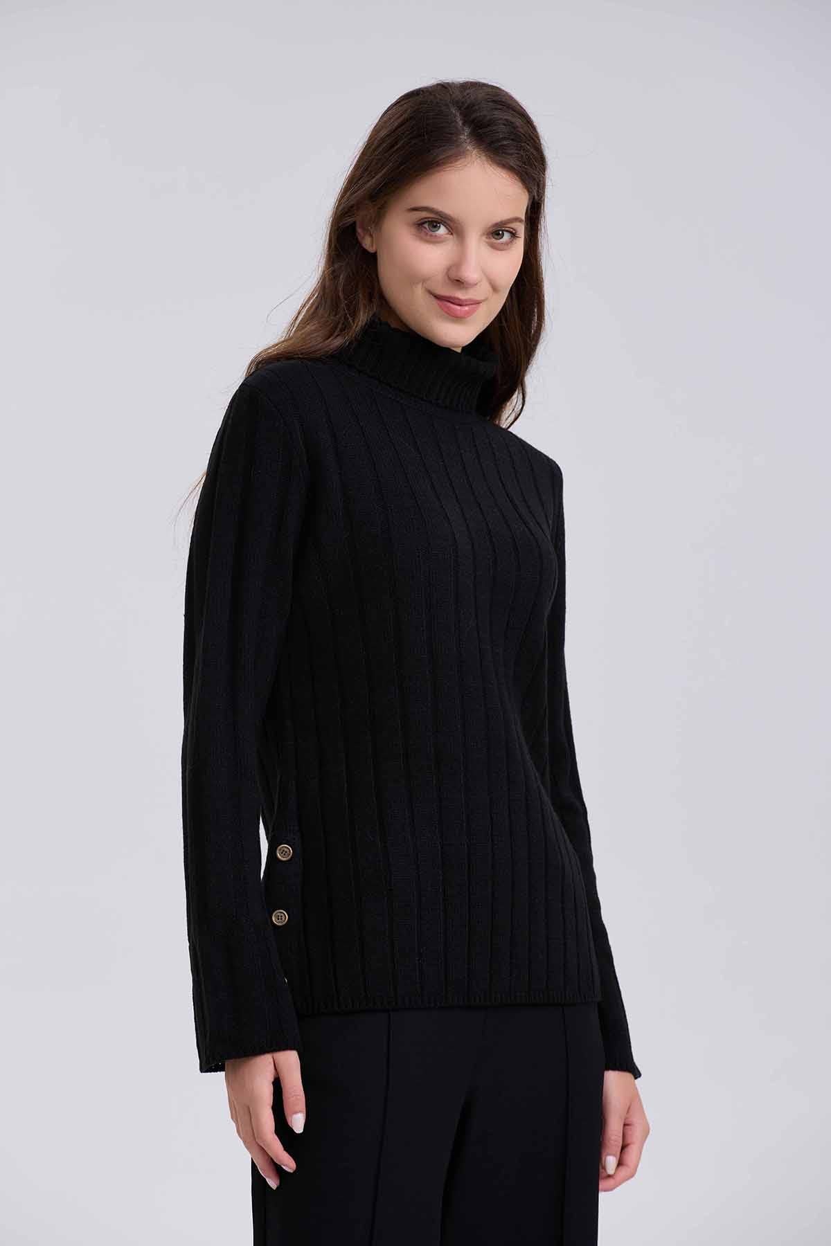 Sweater Mujer Botones Negro