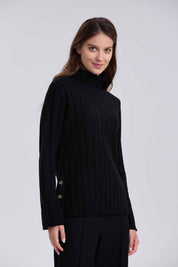 Sweater Mujer Botones Negro