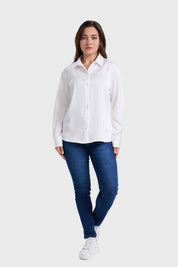 Blusa Mujer Satinada Abotonada Blanco