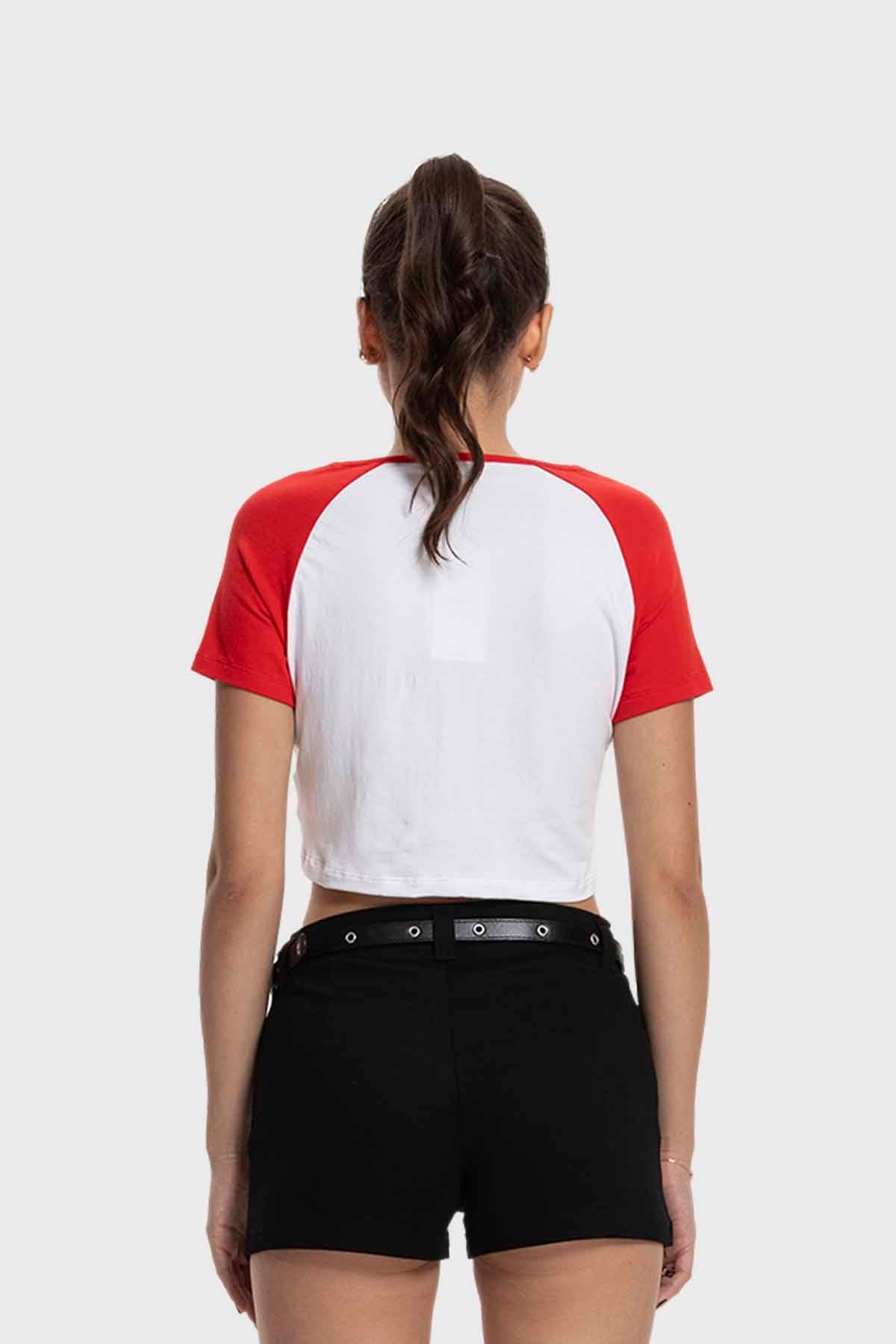 Polera Mujer Bicolor Rojo
