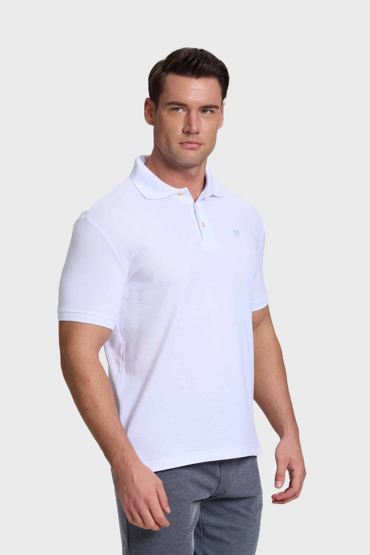 Polera Hombre Piqué Básica Blanco