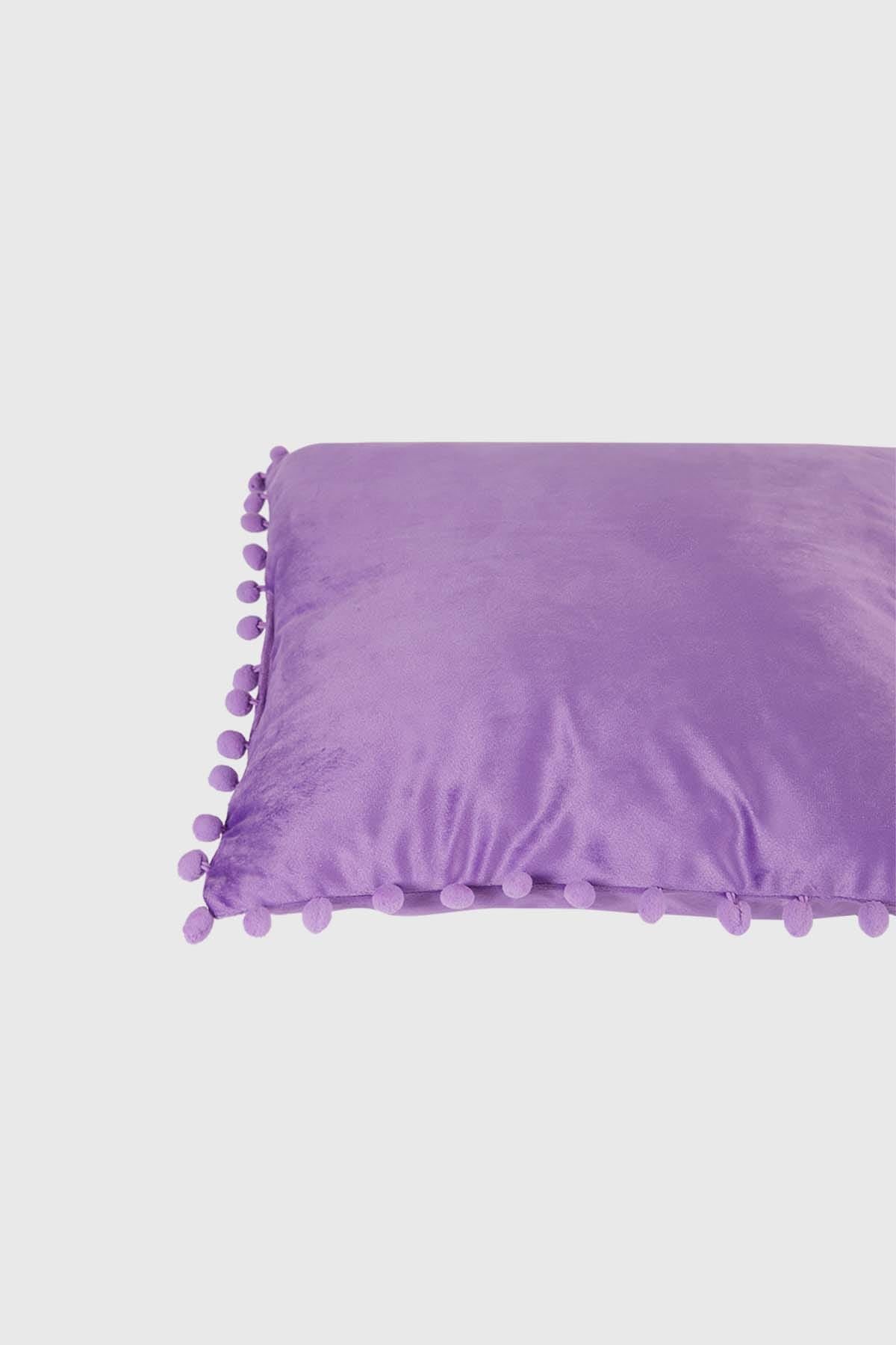 COJÍN HOME POM POM CUADRADO VIOLETA