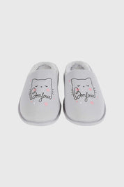 Pantufla Mujer Animales Gris