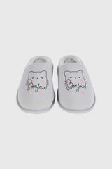 Pantufla Mujer Animales Gris