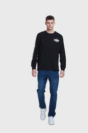 Polera Hombre Print Manga Negro