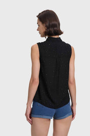 Blusa Mujer Abotonada Aplicación Negro