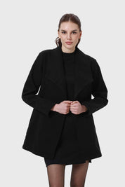 ABRIGO MUJER PAÑO LISO NEGRO