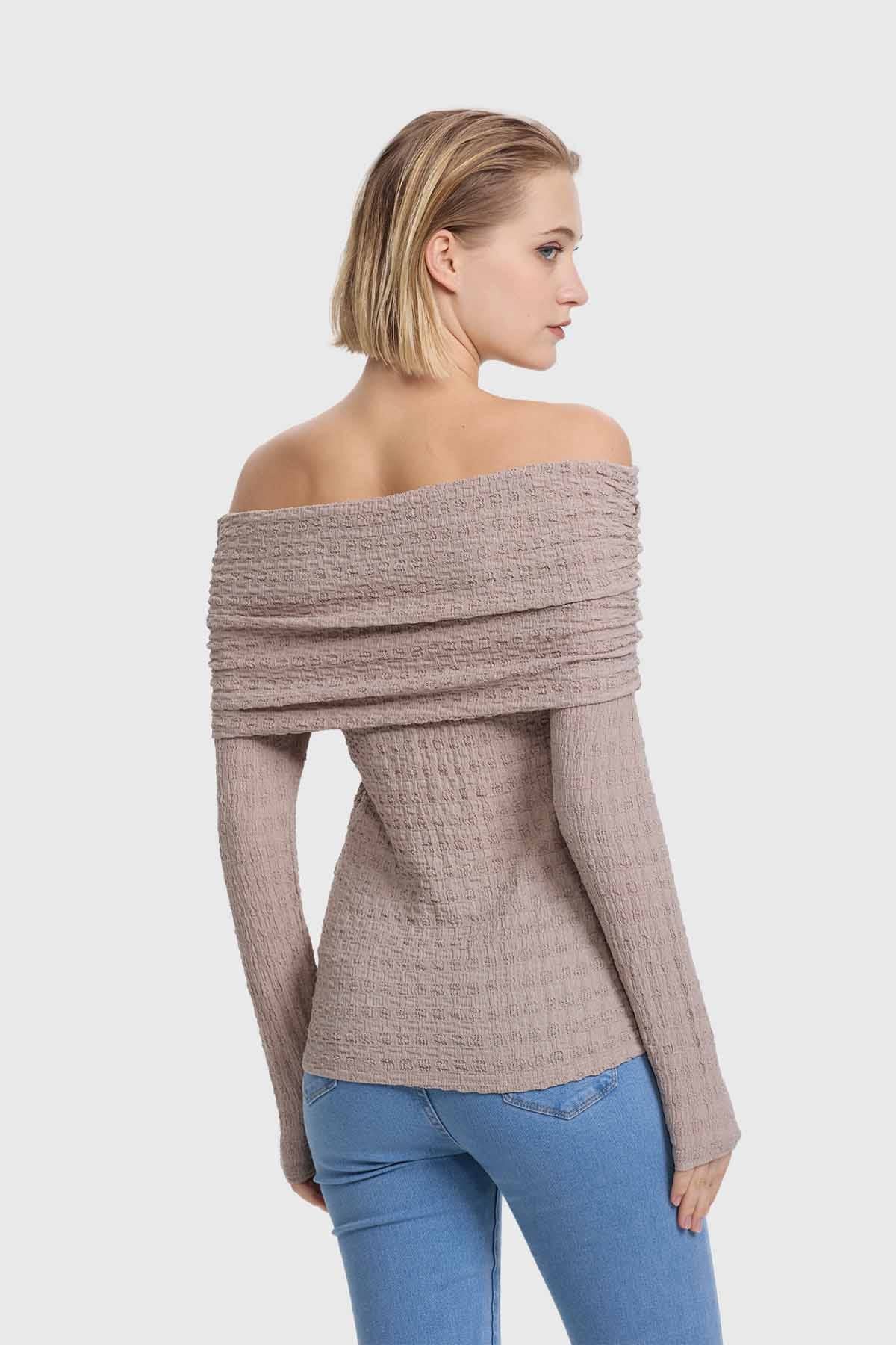 Polera Mujer C/Bardot Doblado Arena