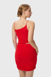 Vestido Mujer Asimétrico Drape Rojo