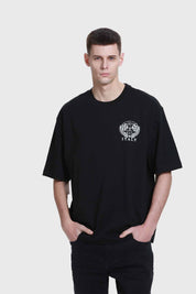 Polera Hombre Doble Print Negro