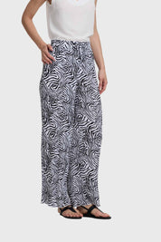 PANTALÓN MUJER PALAZZO CON BOLSILLO BLANCO / NEGRO