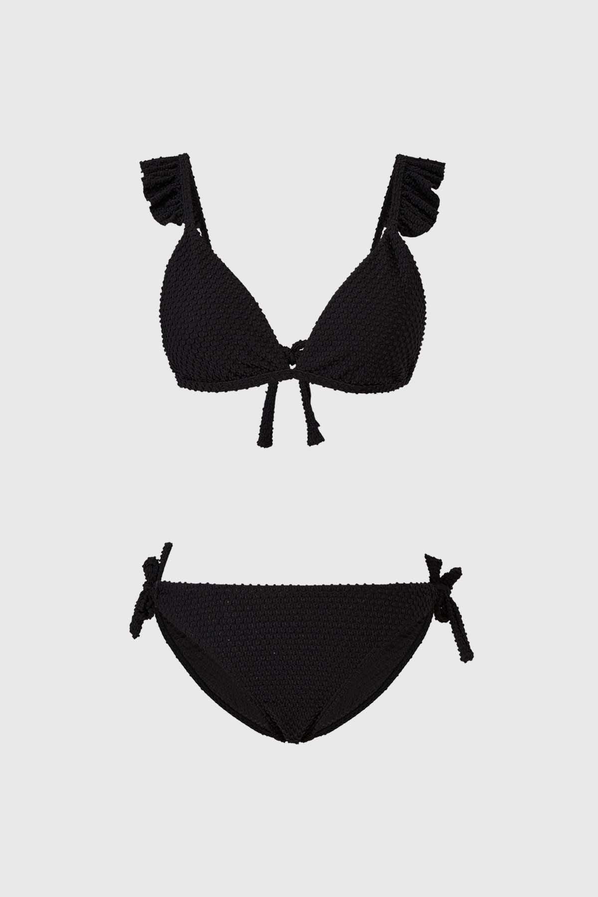 Traje De Baño Niña Con Textura Negro