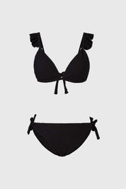 Traje De Baño Niña Con Textura Negro