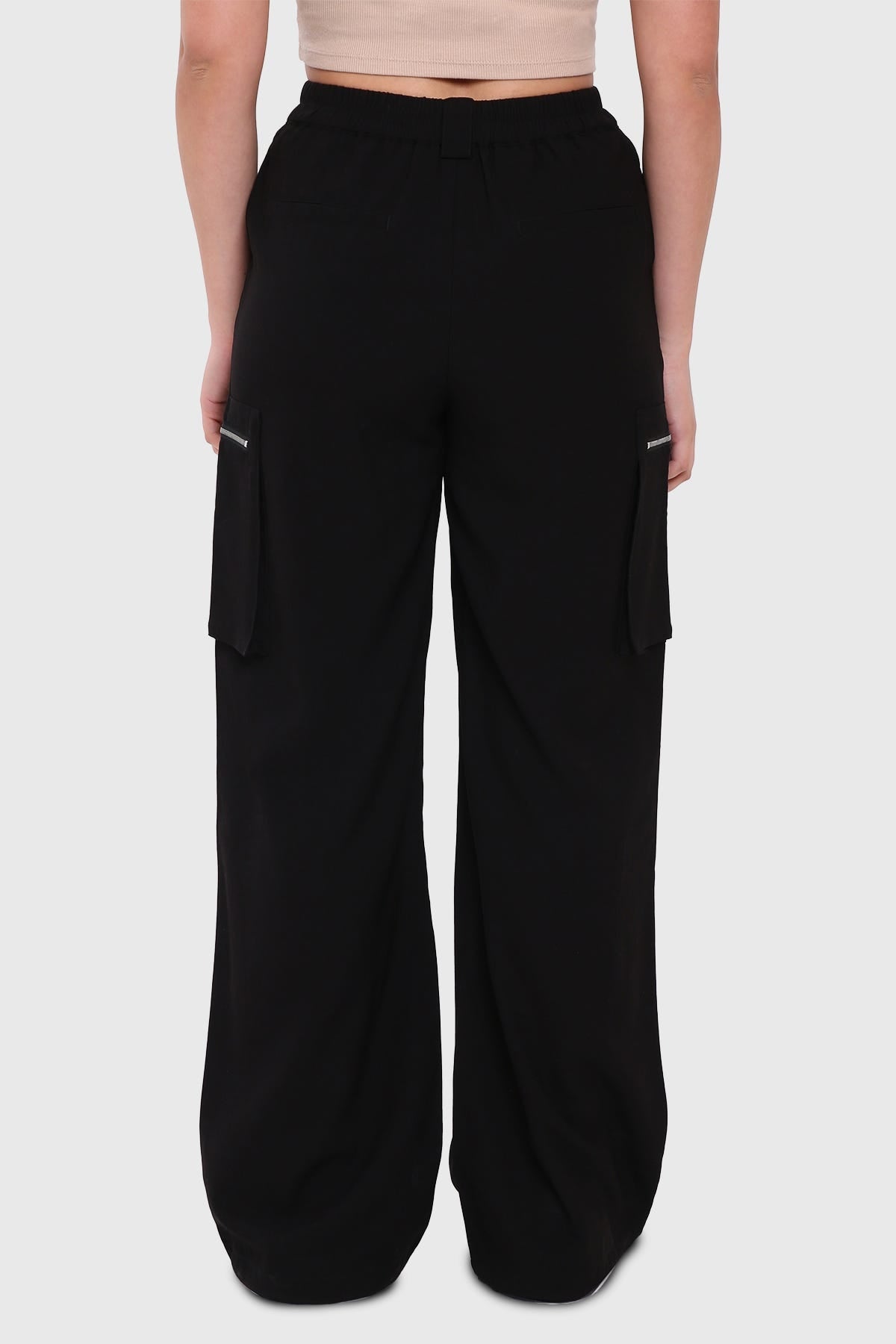 Pantalón Mujer Cargo Cierres Negro