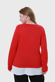 Polera Mujer Con Faldón Rojo