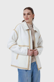 POLAR MUJER TIPO CHAQUETA LISO CRUDO