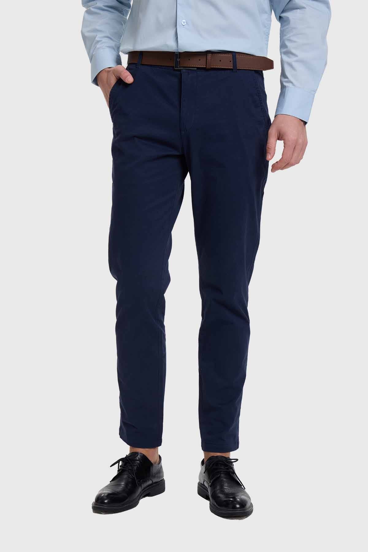 Pantalón Hombre Chino Cinturón Azul