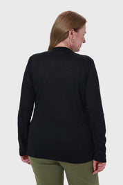 Polera Mujer Cuello Abotonado Negro