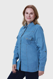 Blusa Mujer Roll Up Azul