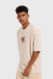 Polera Hombre Doble Print Beige