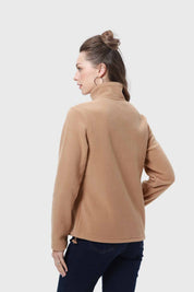 Polar Mujer Medio Cierre Estampado Camel