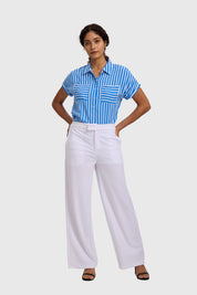 Pantalón Mujer Palazzo Sastrero Blanco