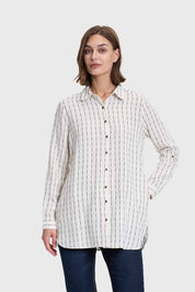 Blusa Mujer Lino Abotonada Crudo