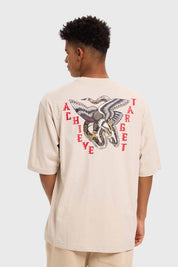 Polera Hombre Doble Print Beige
